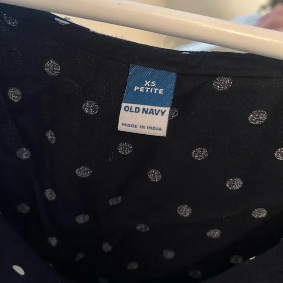 Polka Dot Sleeveless Top - Navy and White - Picture 3 of 3